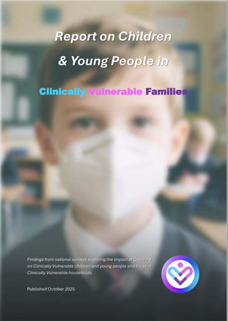 Report on Children and Young People cover: a boy in school uniform wearing a white respirator mask.