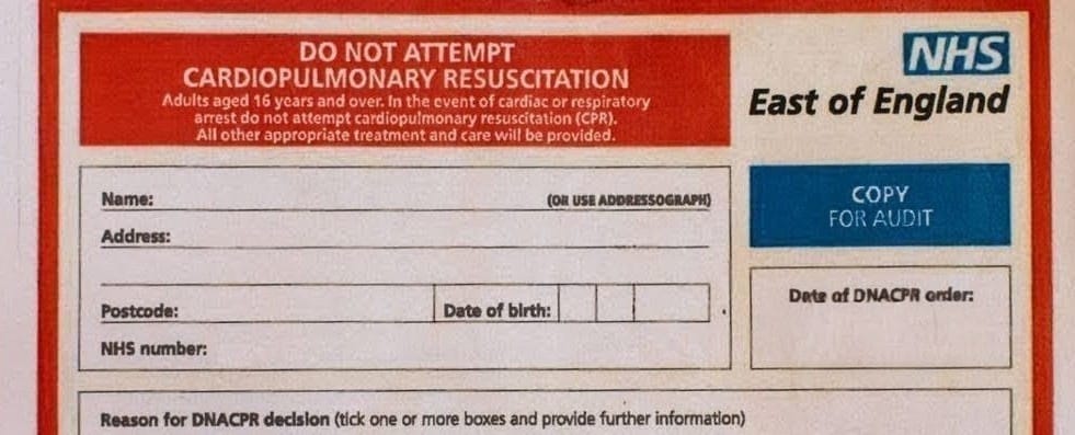 An NHS East of England DNACPR document